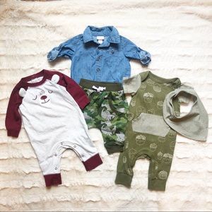 Set of 3 Cat & Jack Baby Boy Outfits, Size 0-3M